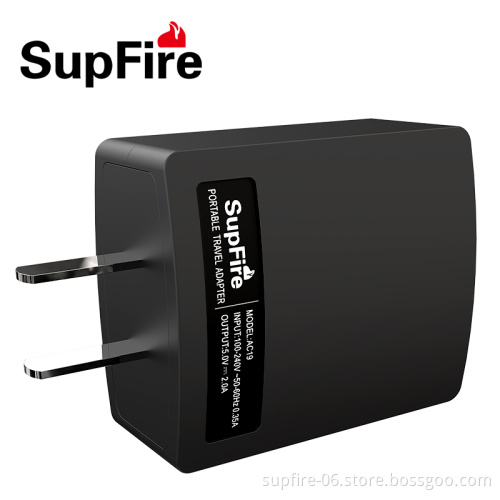 China DC 5V 2A plug charger SupFire AC19